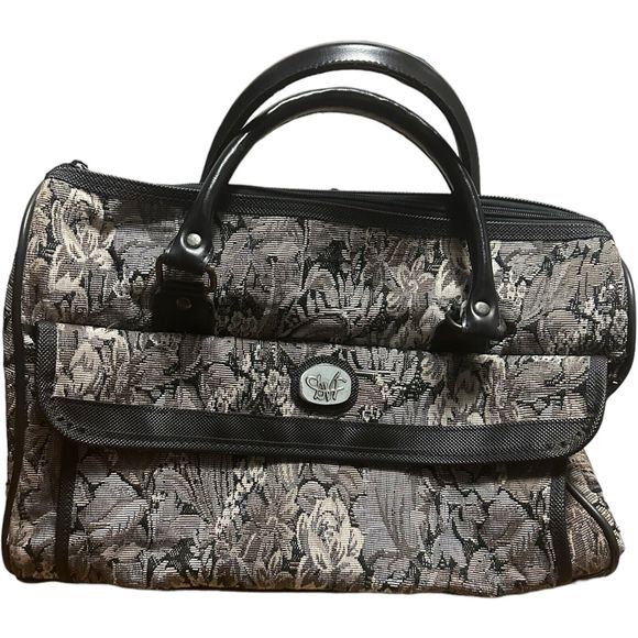 Diane Von Furstenberg DVF Grey Vintage Floral Tapestry Duffle Weekender Bag - Picture 1 of 16
